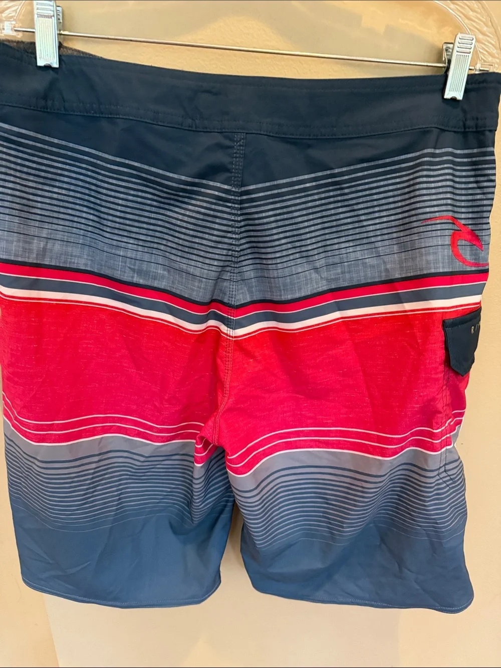 Rip Curl Men’s Navy, Red & Gray Striped Boardshorts
